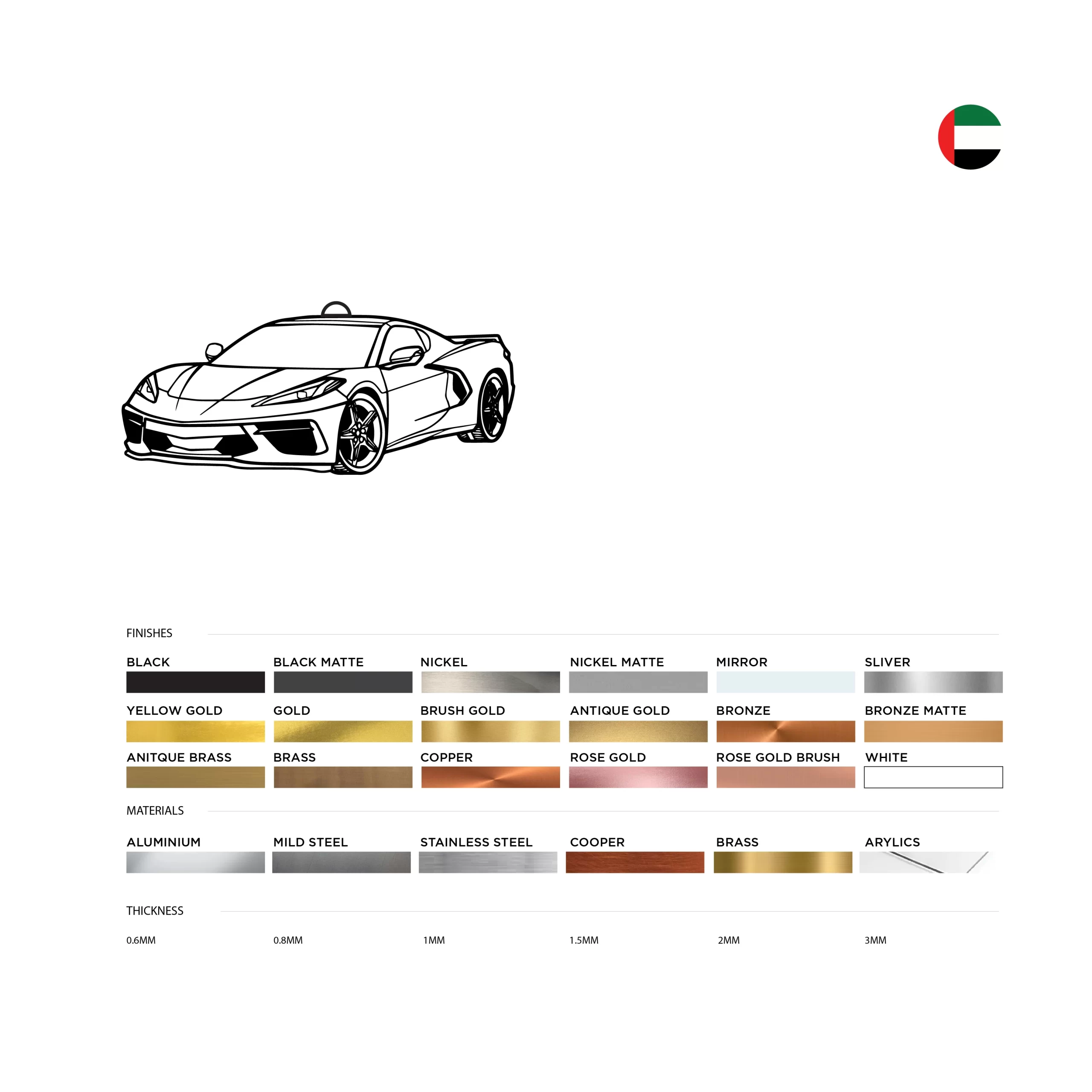 Corvette C8 Car Hanging Ornament thumbnail 3